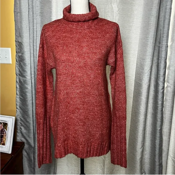 MinkPink‎ Womens Brick Red Size Large Curious Roll Neck Sweater Dress Tunic NEW - Image 7
