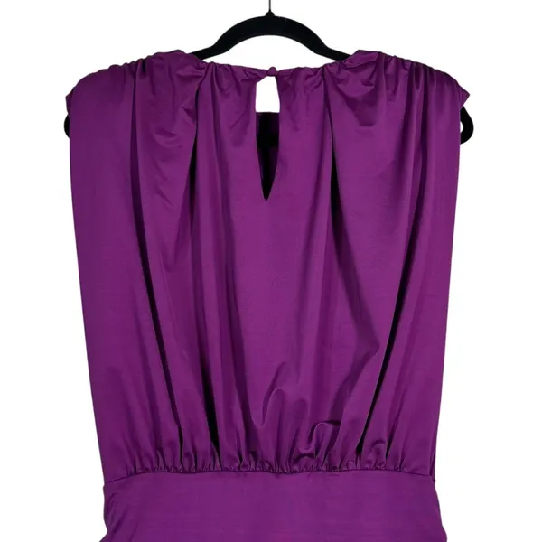 8 M Veronica Beard Bora Draped Mini Dress Ruched Bodycon stretch satin Purple - Image 6