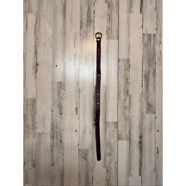 Burgundy Studded Belt Gold Hardware One Size Adjustable - Image 4