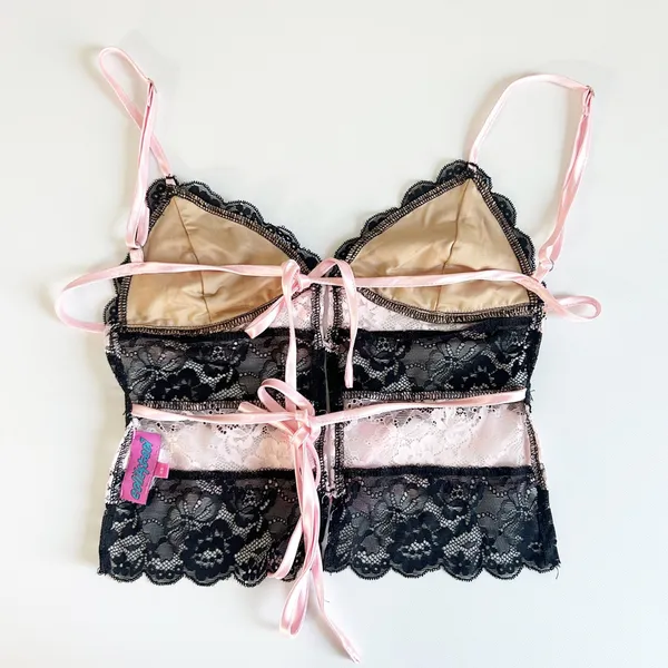 Edikted Womens Whimsigoth Coquette Cara‎ Sheer Lace Open Back Top Size XS - Image 9