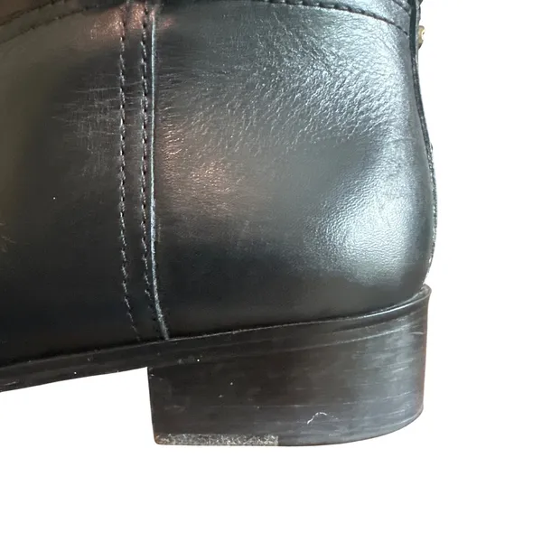 Tory Burch Black Leather Riding Boots Embossed Double T Logo Size 8 - Image 14