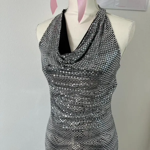 American Vintage Vintage Y2K Misdemeanor Sequin Halter Mini‎ Dress Clubbing Womens Size Small - Image 2