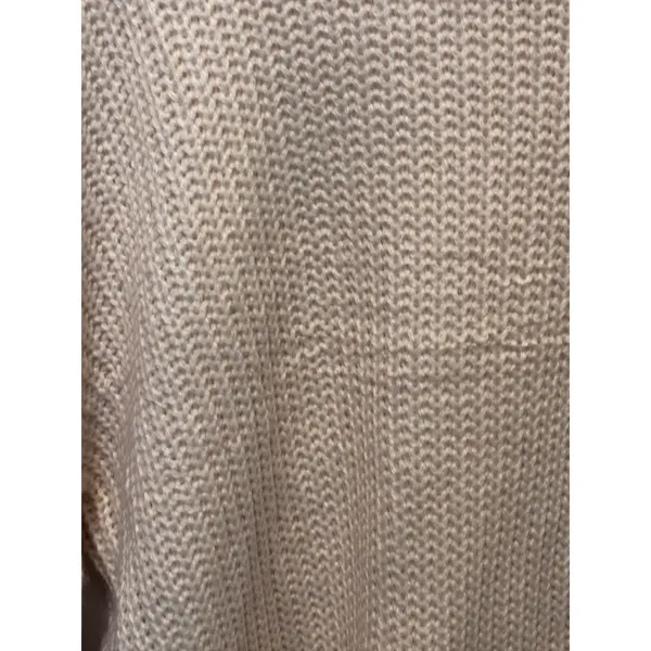 Women's Cream Textured Knit Balloon Sleeve Sweater Size L - Image 7