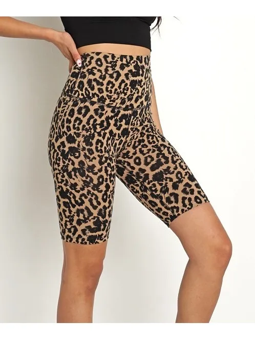 LNA Leopard Print High Rise Bike Shorts Biker Shorts Brown Black Size M - Image 2