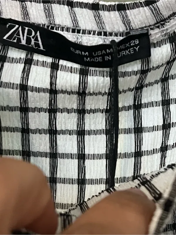 Zara Black and White Checkered Mini Dress - Size Medium - Image 10