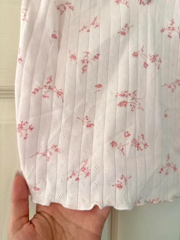 Brandy Melville Pink Floral Pointelle Nicolette Tank - Image 2
