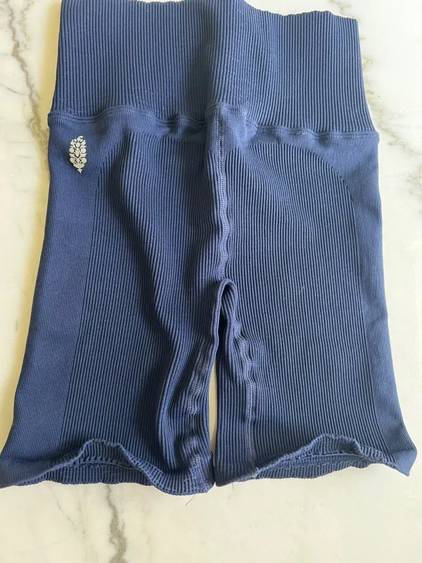 Free People Movement Navy Blue Biker Shorts - Image 3