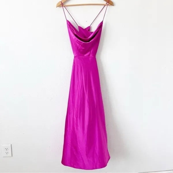 Runaway The Label Magenta Satin Cowl Neck Slip Dress Size 8 - Image 2