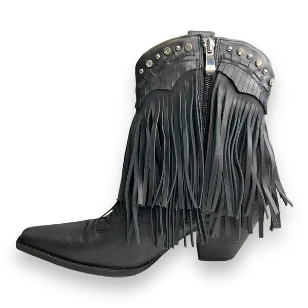 Zigi Finlandia Fringe Western Boot Black Size 7 Women's‎ New - Image 5