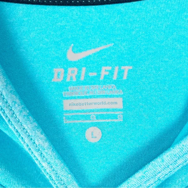 NIKE Teal Dri Fit Long Sleeves Hoodie Top Large Running Hiking Workout Casual - Image 3