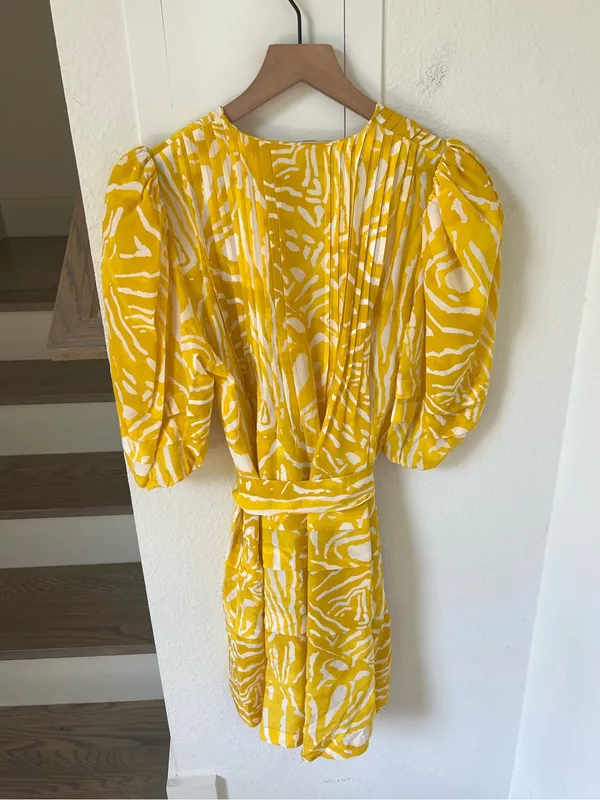 Hunter Bell McCauley Silk Mini Dress in Marigold Palms - Image 4