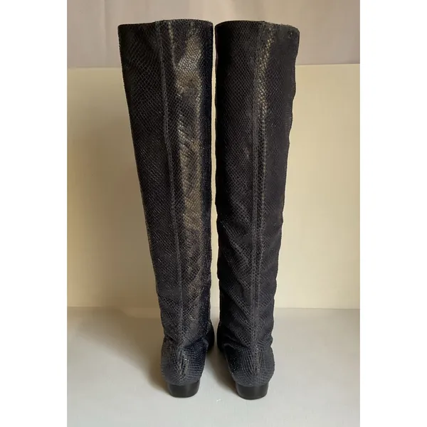 Pour La Victoire Blue Leather Boots Snakeskin Knee-High Women’s Size 8 Leather - Image 4