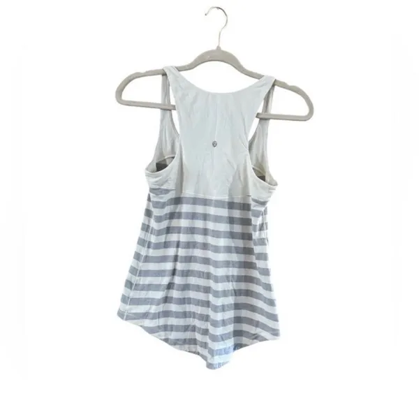 Lululemon Striped Gray and White Women's Tank Top - Image 8