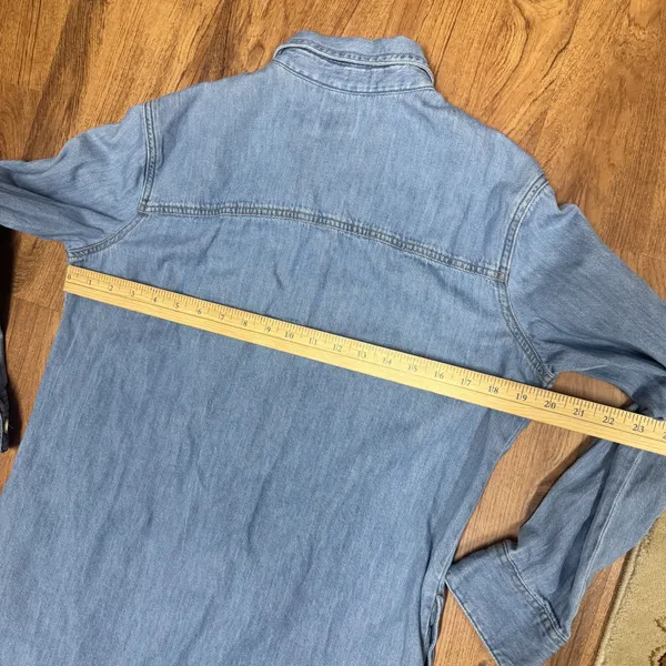Lee‎ blue jean Shirt Dress M Denim Button front Western Academia 100% cotton - Image 6