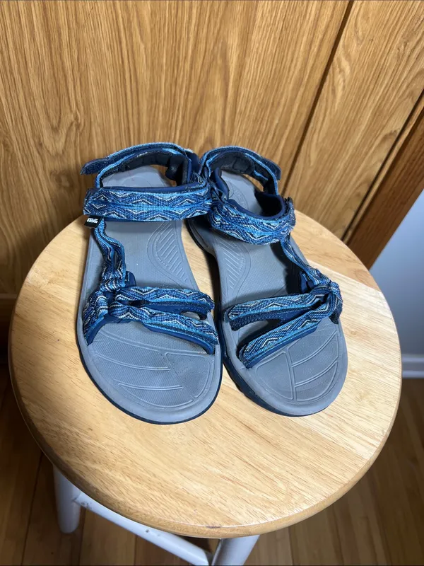 Teva Blue Multi-Striped Adjustable Webbing Sandals - Image 6