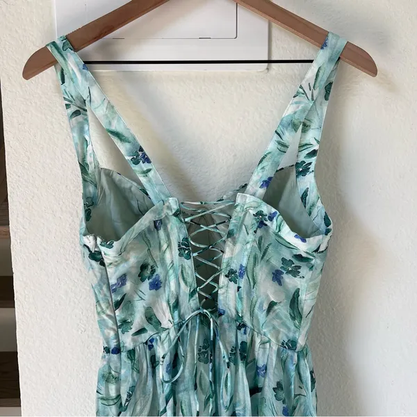 ASTR The Label Kelby Maxi Dress in Green Blue Floral - Small - Image 7