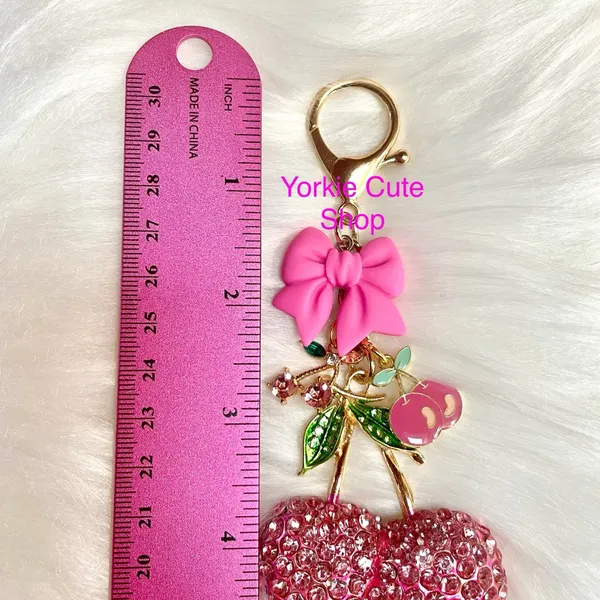 Juicy Couture New Handmade Pink Bow and Cherry Charms for Purse/ Bag/ Keychain - Image 4