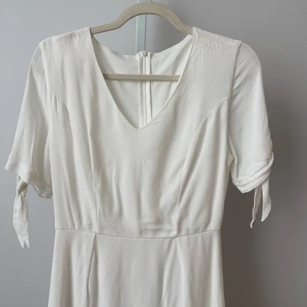 Lush S‎ White Mini Dress V-Neck Tie Short Sleeve Bridal Graduation Cottage - Image 2