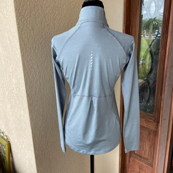 Columbia Quarter Zip‎ Pullover Womens S Gray Striped Lightweight Mock Neck - Image 4