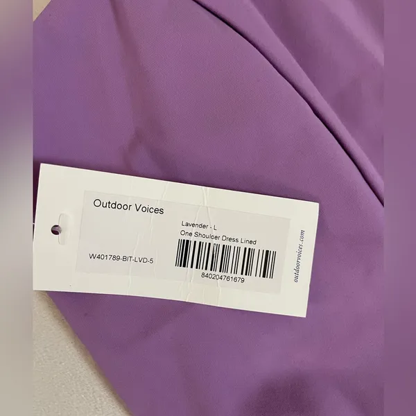 NWT Outdoor Voices SOLD OUT One Shoulder Dress Built in Shorts Lavender Size L - Image 9