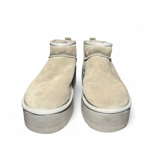 UGG Classic Ultra Mini Platform Booties Women’s 11 Gray Suede Sheepskin 1135092 - Image 3