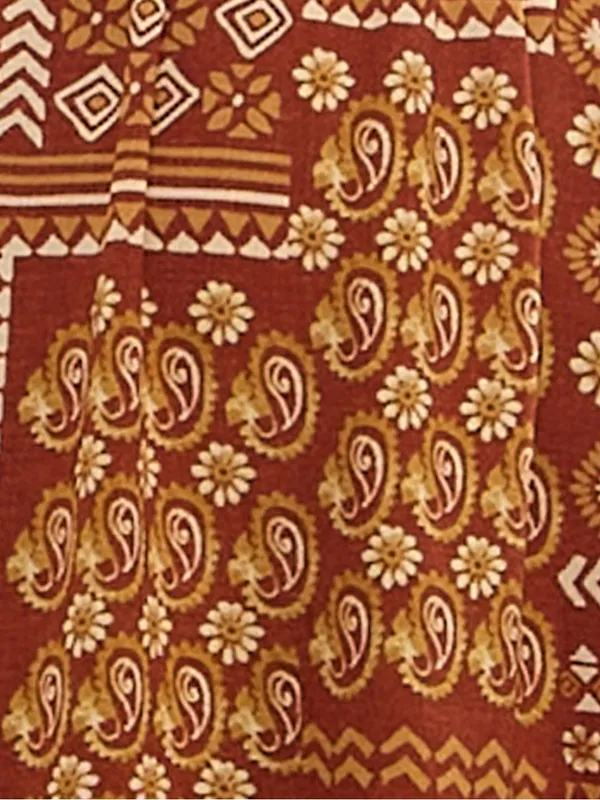 NWT Trixxi Rust Orange Tiered Patchwork-Print Ruffled-Strap Midi Dress Sz Large - Image 7