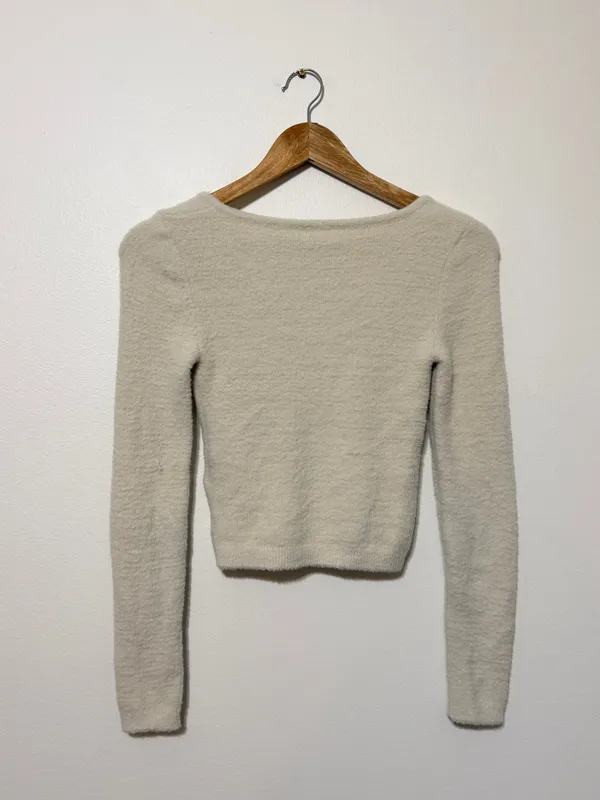 Aritzia Wilfred Free Hush Knit Sweetheart Sweater Size XS Cream Soft Cozy - Image 6