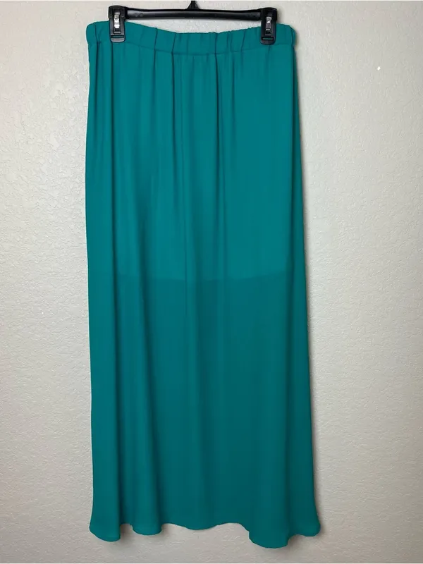 Bnwt! Alya Flowing Teal Maxi Chiffon Skirt with Elastic Waistband Size M - Image 5