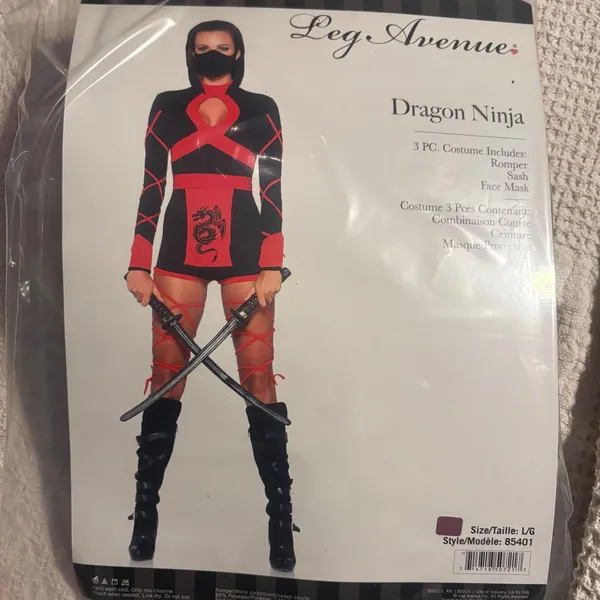 NEW Leg Avenue Dragon Ninja Sexy Halloween Costume Size Large - Image 9
