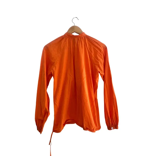 Gap 100% Cotton Orange Peasant Blouse Medium Lightweight Henley - Image 2
