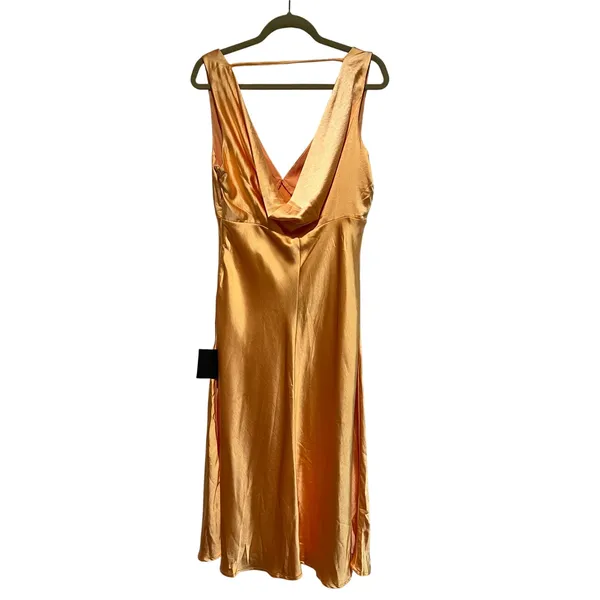 NEW Lulus Incredible Love Light Orange Satin Cowl Back Midi Slip Dress Size L - Image 5