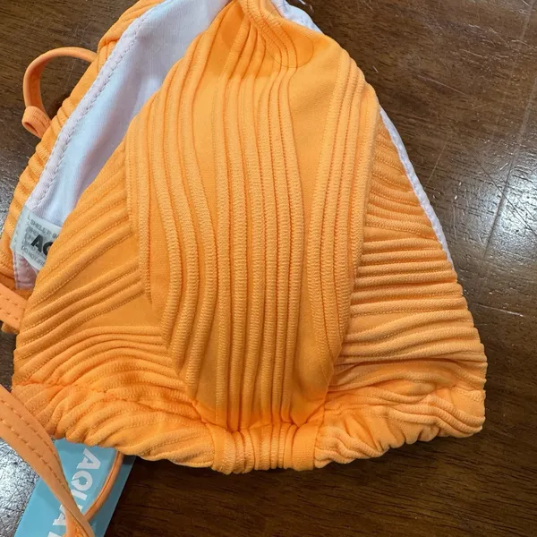 Aqua Eve Bright Orange‎ Triangle Bikini Top Size S New With Tags - Image 4