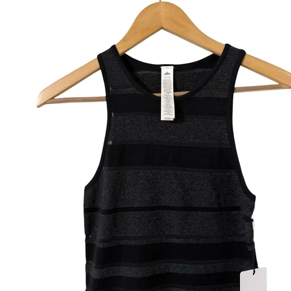 NWT ALO YOGA Sport Play Striped Black Knit Dress - Image 5