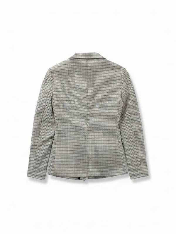 Maeve Anthropologie Collegiate‎ Knit Blazer Asymmetrical Check Brown Small NWT - Image 3