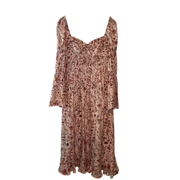 AMUR Filipa Silk Floral Midi Dress Blush Wildflowers Size 6‎ - Image 3