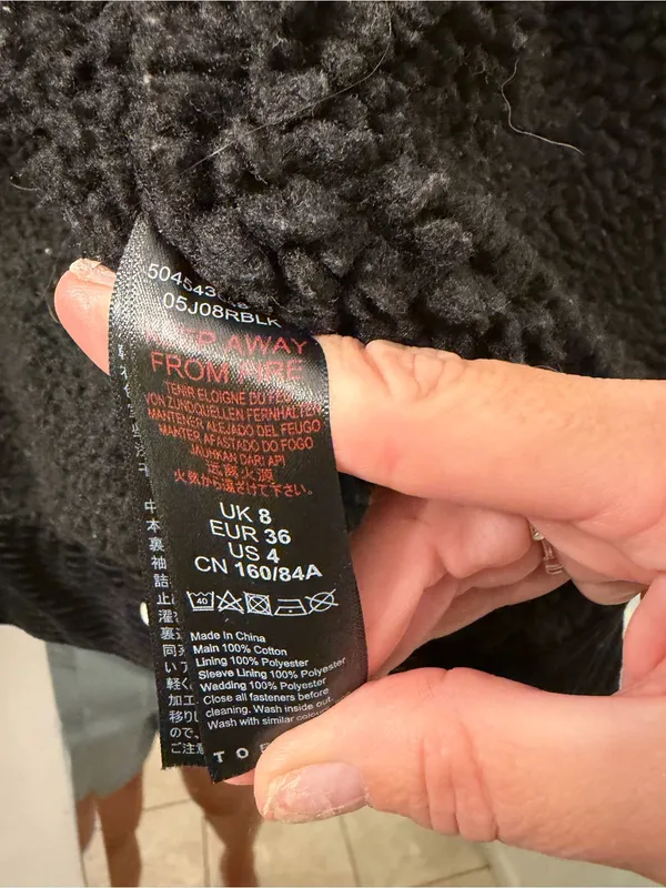 Topshop Black Corduroy Teddy Jacket with Sherpa Collar - Image 4