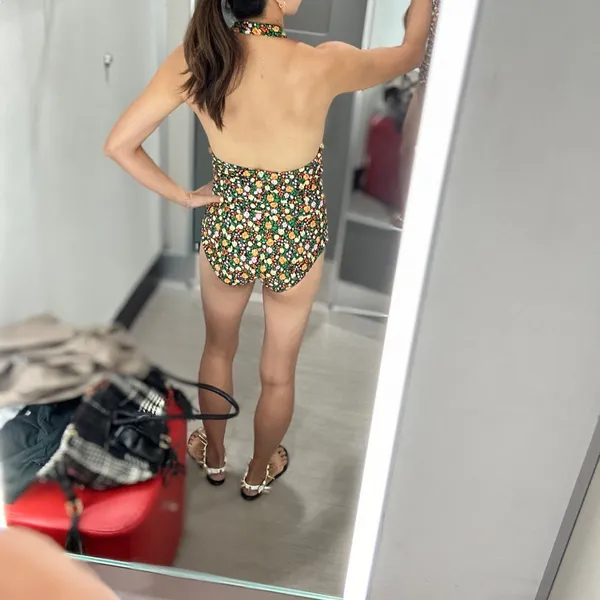 Ganni Floral Multi Color halter neck Bodysuit Top/size - Image 8