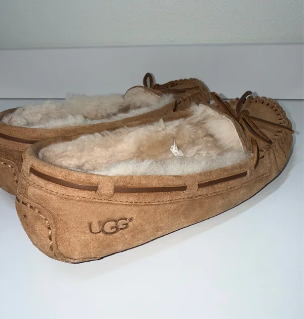 UGG Bella II Moccasin Slippers Chestnut Brown Suede Fur Lined - Image 7