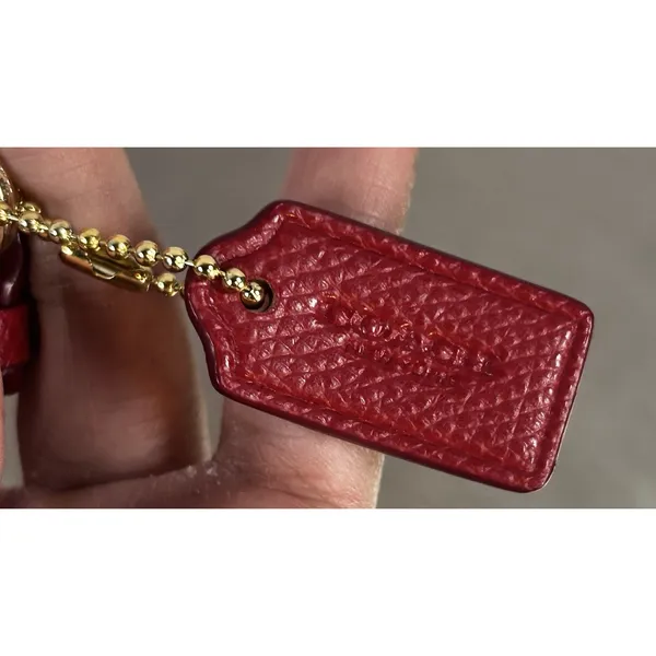 Coach Red Leather Wristlet Wallet Bow Accent Zip Closure Wrist Strap - Image 5