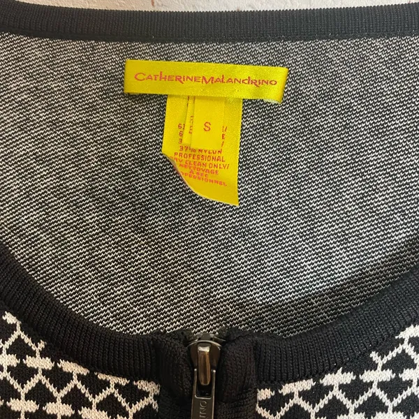 Catherine Malandrino Black and White Geometric Cardigan - Image 3