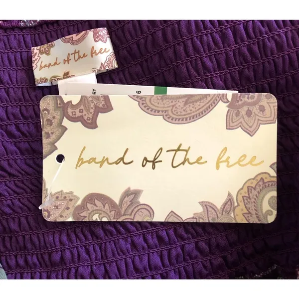 Band of the Free NWT Floriane Purple Floral Balloon Sleeve Crop Top Women Large - Image 14