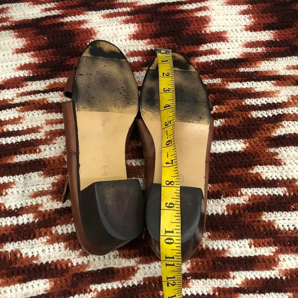 VTG Brown Leather woven Fisherman Pilgrim Sandals Maryjane loafers flats shoes #peasant #cottagecore #western #boho, #indie vintage Size 9 - Image 6
