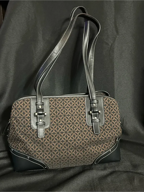 Relic Women’s Classic Brown Patterned Shoulder Bag & Black Trim - Image 2