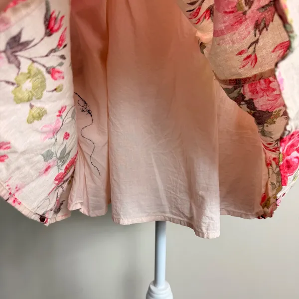 Abercrombie & Fitch Pink Floral Linen Blend Ruffle Strap Mini Dress Womens M - Image 6