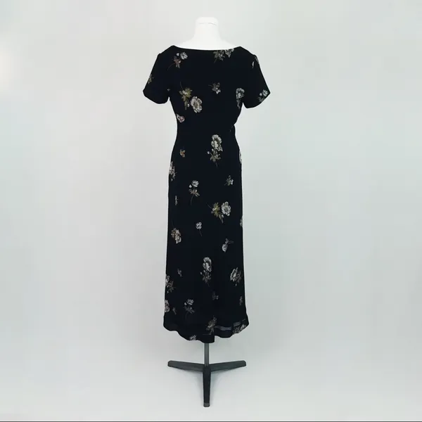 Vintage Ann Taylor Botanical Dress in Black | Size 6 - Image 7