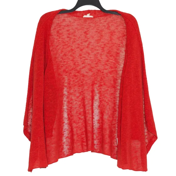 Eileen Fisher Cardigan Linen Blend Open Knit 3/4 Sleeve Breathable Travel Red 3X - Image 3