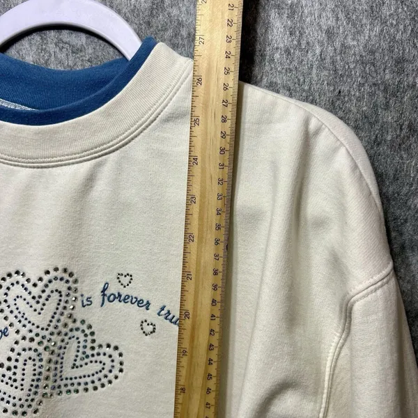 Vintage‎ Grandma Love Forever True Rhinestone Heart Sweatshirt Cream Large - Image 4