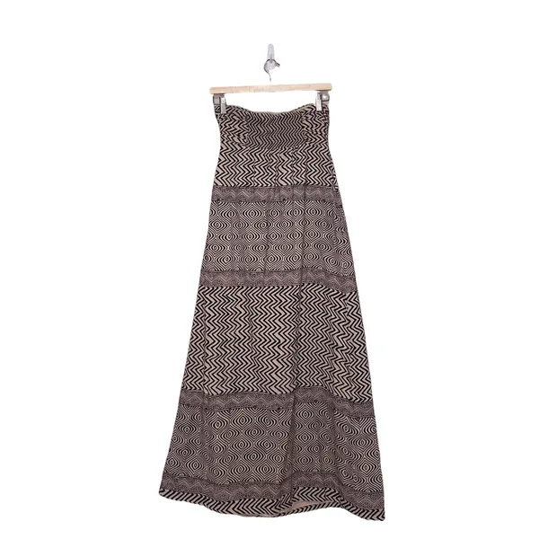 Anthropologie Edme & Esyllte Dress Womens 0 Brown Cream Geometric Print Maxi - Image 4