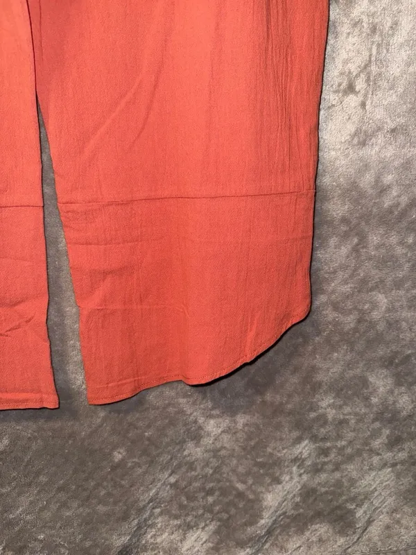 Heyson Yankee Doodle Crinkle Cotton Wide Leg Overalls Jumpsuit in Rust - Image 10