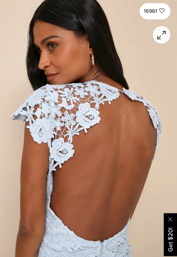 Lulus Romance Language Light Blue Backless Lace Dress - Image 4